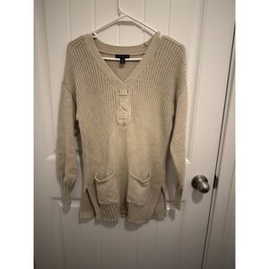 Tribal Women's Tan Pullover Sweater Front Pockets  Size Medium‎